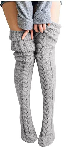 Koly-Hundebett Kolylong® Overknee Socken Damen Warme Socken Wintersocken Grobstrick Stricksocken Damen Kniestrümpfe Socken Overknee Strümpfe Strumpfhosen Winter Strümpfe Stricken Kuschelsocken