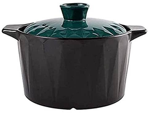 Clay Pot for Cooking Braising Soup Clay Casserole, Non-Stick Clay Pot Casserole, Ceramic Stone Bowl Cookware (Black 4.5L)
