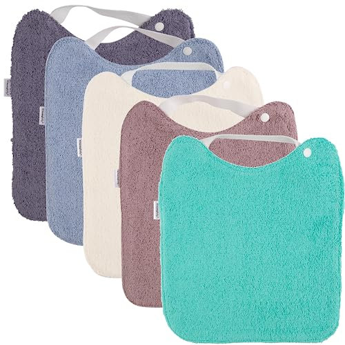 HOMYBABY® Lot 5 Bavoirs Bebe pour DME en Éponge - Bavoir Elastique Maternelle - Idéal pour la Crèche - Bavoir Imperméable Bébé Réutilisable - Puericulture bébé