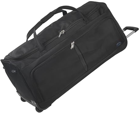 Aerostar 28 Medium Lightweight Duffle 2 Wheel Travel Bag Holdall Suitcase Check-in Luggage All Terrain (101L, Black)