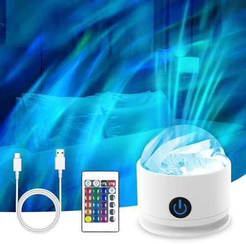 vsshe Sternenhimmel Projektor, Nachthimmel Meereswellen und Nordlichter Projektor, mit 16 Farben Dimmbarer & Fernbedienung Drei Lampenschirme Projektorlampe Nachtlicht für Kinder Party, Lademodell