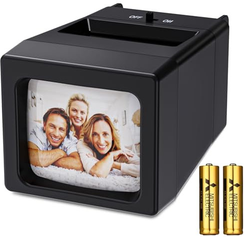 Projecteur de diapositive et grossissement 35 mm x 2 avec éclairage LED pour anciennes diapositive et négatifs 35 mm (2 piles AA incluses)