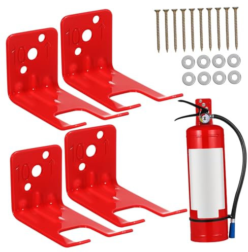 LIFKOME Supporto Per Estintore Da Parete in Ferro Kit Di Montaggio 4 Ganci, 8 Viti e 8 Rondelle, Porta Estintore Domestico Stabile e Salvaspazio Installazione Senza Attrezzi