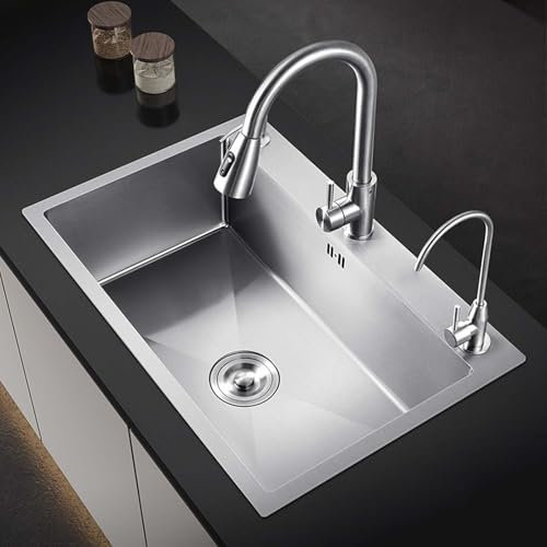 Évier de cuisine sous plan en acier inoxydable fait main, calibre 16, cuve simple, pour la maison, le restaurant et les services publics