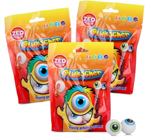 Glubscher Bubble Gums 3x 8-Pack, Fruity Chewing Gums with Liquid Center
