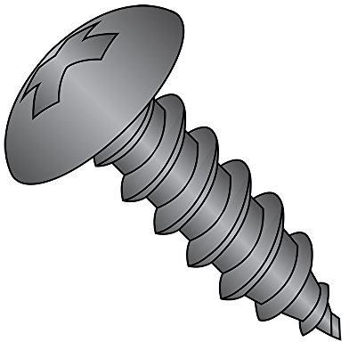 Small Parts 1048APTB Steel Sheet Metal Screw, Black Oxide Finish, Truss Head, Phillips Drive, Type A, #10-12 Thread Size, 3 Length (Pack of 25)