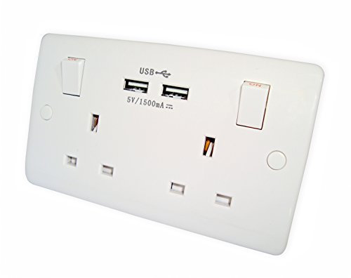 iSocket USB Wall Socket 2 Gang 13A,