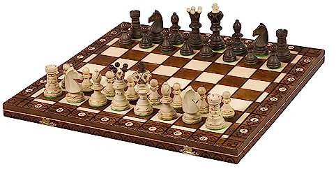 Hochwertige dekorative handgefertigte große hölzerne Schach Set Ambassador 52cm x 52cm by Sunrise Chess & Games