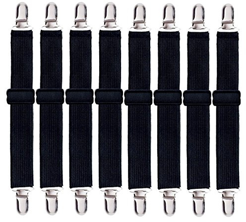Korlon 8 Pack Bed Sheet Straps, Adjustable Elastic Fitted Sheet Holder Clips, Heavy Duty Bed Sheet Clips Holders for Corners Mattress Fasteners Suspenders Grippers Sofa Cushion