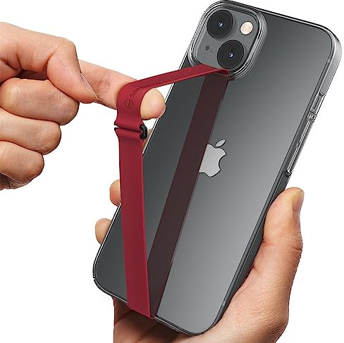 Sinjimoru Silikon Handy Halterung für Finger mit Clip, Handy Fingerhalter für Handyhülle iPhone Fingerhalter Phone Strap Fingerhalterung für iPhone & Android. Sinji Loop Clip 230 Wein Rot