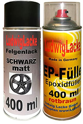 LudwigLacke Vernis pour jantes noir mat + apprêt EP en kit