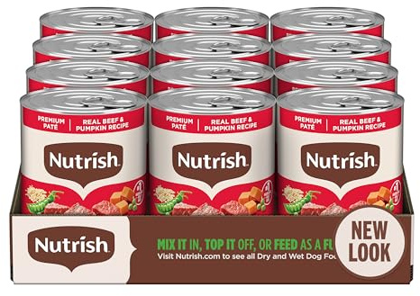 Nutrish Real Beef & Pumpkin Recipe Whole Health Blend Premium Paté Wet Dog Food, 13 oz. Can, 12 Count, Packaging May Vary (Rachael Ray)