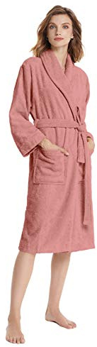 SIORO Women Cotton Terry Cloth Robes, Soft Plush Spa Bathrobe with Shawl Collar, Towel nightgrown Bath for Pool, Gym, Travel