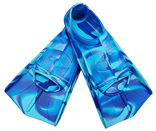 Fadgesy Swimming Training Fins,Comfortable Silicone Flippers for Swimming and Diving,Size Suitable Kids Girls Boys Adults (X-Small, Blue Seaarea)