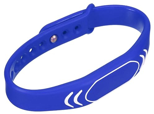 sourcing map ID Tarjeta Llave Pulsera RFID Proximidad 125KHz TK4100 Lectura Solo Sin Contacto Token Etiqueta Pulsera para Puerta Entrada Acceso Control Azul