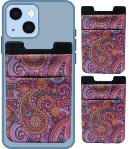 Tarjetero Adhesivo Móvil, Porta Tarjetas En Funda De iPhone Ó Samsung para Transporte De Wallet, Cartera para Hombre Y Mujer, Monedero Bimba Regalos, Oferta Flash del Día, Pack 2 UD Rosa