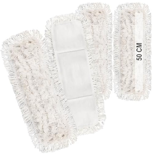 com-four® 4X Premium-Wischtuch - professionelles Mikrofaser Ersatz-Tuch für Bodenwischer - Reinigungsmopp für Wischer mit 50 cm Breite - Wischbezüge waschbar bis 60°C (4 Stück - weiß - 50cm)