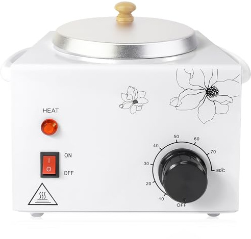 600ML Wax Warmer for Hair Removal, Professional Waxing Heater Pot with Adjustable Temperature for Women Men, with 20 Wooden Wax Sticks