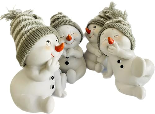 khevga Weihnachtsdeko Deko-Figuren Schneemann grau im 4er Maße sitzend