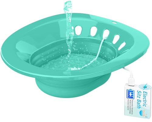 Pochik Electric Sitz Bath, Sitz Bath for Toilet Seat, Postpartum Essentials, Hemorrhoids and Postpartum Care Tub for Soak, Automatic Flushing, Sits Bath Kit for Women, Collapsible, Unisex - Sapphire
