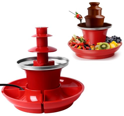 Máquina de Fuente de Chocolate de 3 Niveles, Juego de Fuente de Fondue de Chocolate Eléctrica de 17 Onzas con Bandeja para Servir para Fiestas, Cumpleaños, Bodas, Chocolate,