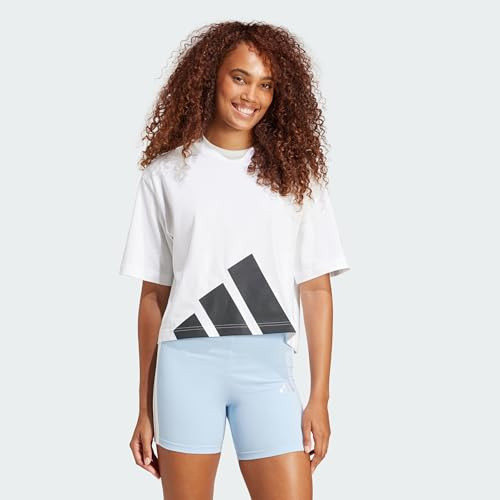 adidas Mujer Essentials Big Logo Boyfriend T-Shirt, White/Black, L