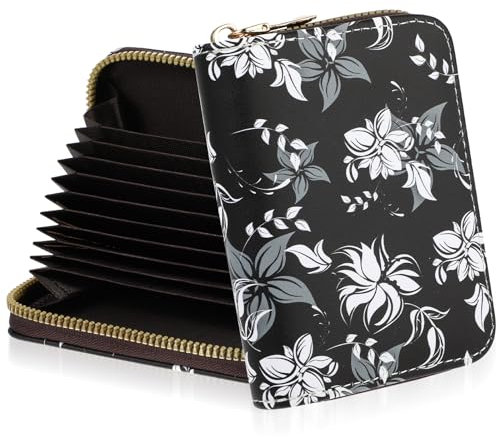 Amaxiu Kreditkartenetui für Damen mit RFID Schutz, Leder Reißverschluss Kartenetui, Kleines Kartenetui Portmonee mit Münzfach Visitenkarten Card Holder Wallet(Schwarz)