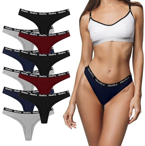 Desanlapi 10er Pack Strings Set Tangas Damen Baumwolle Unterhosen Sexy Unterwäsche Dessous Frauen Cotton Slips Sportbund Thongs Mehrpack L