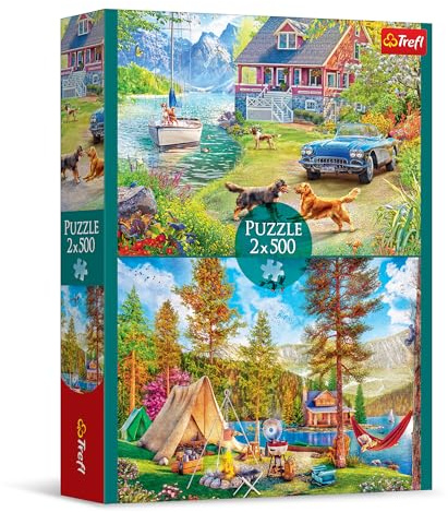 Trefl - Pussel 2-i-1: Sommarens avkoppling - 2 x 500 delar - set av två pusselspel, DIY, kreativ underhållning, för vuxna och barn från 10 år
