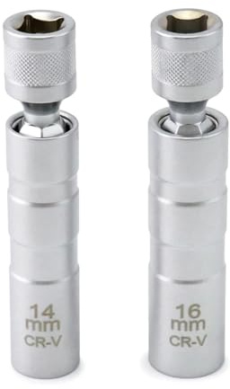 14mm&16mm 5/8 Magnetic Spark Plug Socket Set,Thin Wall Magnetic Rotating 3/8 Drive 12 Point Standard Spark Plug Socket Removal Tool 360-degree Rotation,Compatible with Motorcycle,Car,SUV