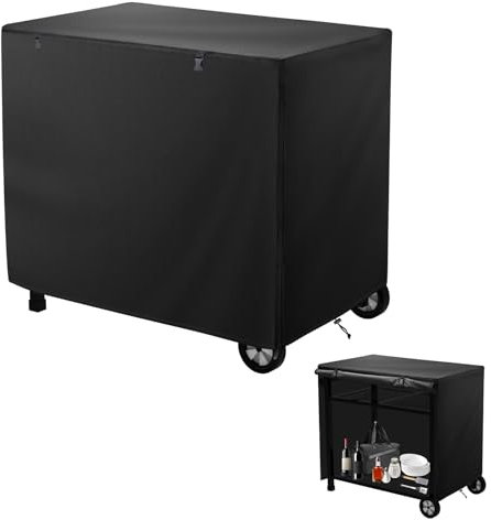 Mordx Outdoorküche Beistelltisch Abdeckung,100x80x60cm Wasserdichte Tischabdeckung für den Esswagen Terrassengrillwagen Pizzaofen Tischabdeckung Winddicht Verstellbare Kordelzug Antiaging