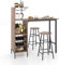FANTASK Bartisch mit 2stk Barhocker, 2 Personen Holz Bartisch Set mit Halterungen in Kaffee, Küchentheke für Weingläser und Flaschen