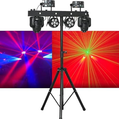 NLIGHTING® Système d'éclairage professionnel LED avec Vortex Bar, 2 lasers, 2 mini Cob, 2 Par LED, 2 Mini Spot, 2 Party Flower et support réglable - Ensemble complet DJ VJ d'éclairage pour événements