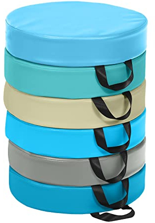 GOPLUS Juego de 6 Cojines para Silla Infantil, Cojín de Suelo con Asa, Cojín de Piel Sintética y Espuma, Fácil de Limpiar y Guardar (Azul)