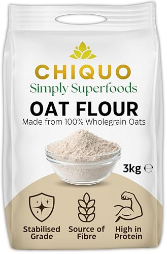Chiquo Oat Flour 3kg - Premium Stabilised 100% Wholegrain Oats | High Protein & Fibre, Low Fat | No Added Sugar | Vegan & Clean Eating Friendly | Perfect for Pancakes, Baking, Smoothies & Cooking