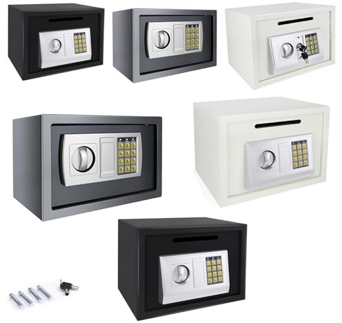 Safes for Home Fireproof with 2 Manual Override Keys, 16L Security Safe Cash Box with Double Digital Keypad and Safety Key Lock Cabinet Safes, Black,35 x 25 x 25cm