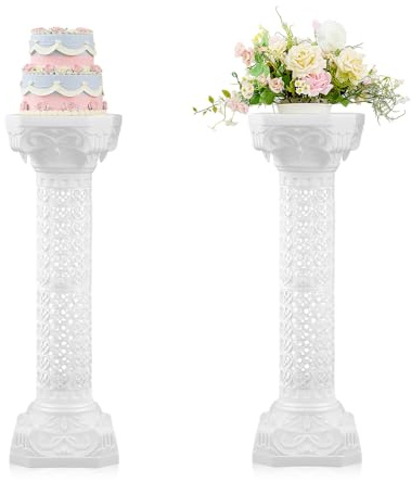 Colingmill 2 Pcs Wedding Roman Column Greek Pillars Stand Plastic Wedding Pillars Columns for Ceremony Flowers Plant Holder for Ceremony Event Party (Heart Shaped,10.63 x 10.63 Inches)