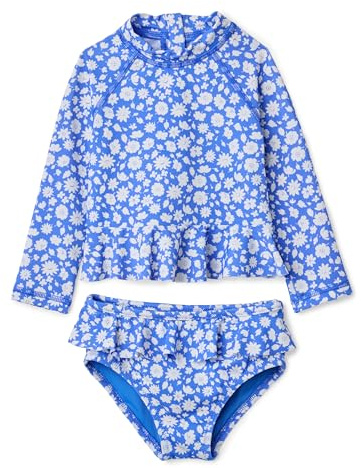 Amazon Essentials Set Rashguard Bebé Niña, Azul Ditsy Floral, 6-9 meses