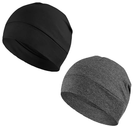 ZMZaoan 2 Pezzi Berretto Uomo Donna, Traspiranti Cotone Skull cap Leggero Multifunzione Copricapo - Sottocasco Moto e Bici, Cappelli Uomo Donna per Notte e attività Sportive, Capello Traspirante