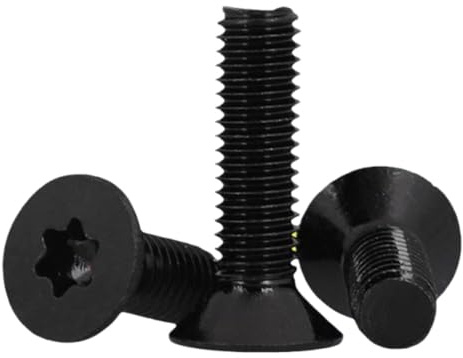 MIETONG 20 Stuks Sänkskruvar Torx - Svarta Skruvar med Sänkt Huvud Rostfritt Stål A2 Förzinkade M4 x 30mm Maskinskruvar, Platt Huvudskruvar, Försänkta Skruvar för Maskinutrustning och Möbler