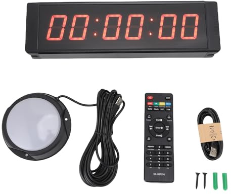Fafeicy Timer de l'horloge de Course LED avec Chronométrage à Distance de Chronométrage à 6 Chiffres 1,5 Pouce Red Affichage Compte à Rebours pour Les événements de Course