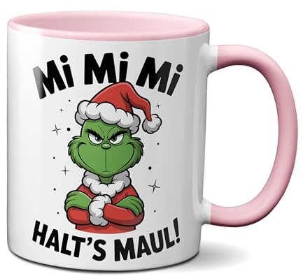 TassenKing Grinch Tasse Anti Weihnachten Spruch Ironie Sarkasmus lustige Weihnachtsbecher Geschenke für Weihnachtsmuffel MiMiMi rosa