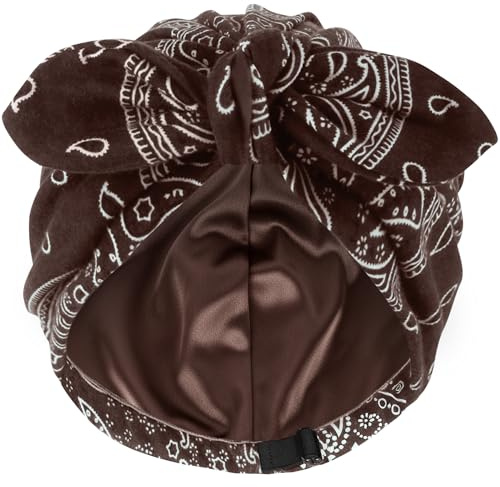 Ababalaya Satin Lined Beanies for Women Chemo Headwear Sleep Cap (1, Brown)