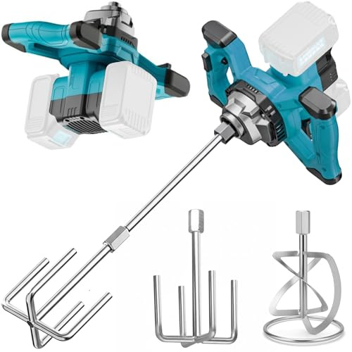 Cement Mixer Compatible with Makita 18V Battery, Electric Concrete Stirrer, 3200W Paint Mortar Mixer with 6 Speed, Max 680 RPM, for Mixing Cement, Concrete, and Paint (No Battery)