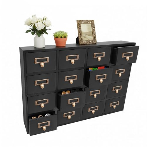 ZHDPYHDD Armadietto da farmacista con 16 cassetti, in legno, per erbe, gioielli, forniture da ufficio, stile retrò, preassemblato, per casa, ufficio, cucina