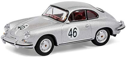 Schuco 452032000 Porsche 356 Coupé #46, Carrera 2 C, Modellauto, Maßstab 1:64, Silber