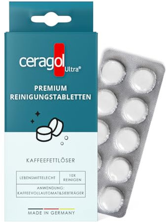 ceragol ultra Premium Reinigungs-Tabletten – Reinigungs-Tabs für alle Kaffee-Vollautomaten und Espresso-Maschinen, effektiver Kaffee-Reiniger, 10 Stück für 10 Anwendungen