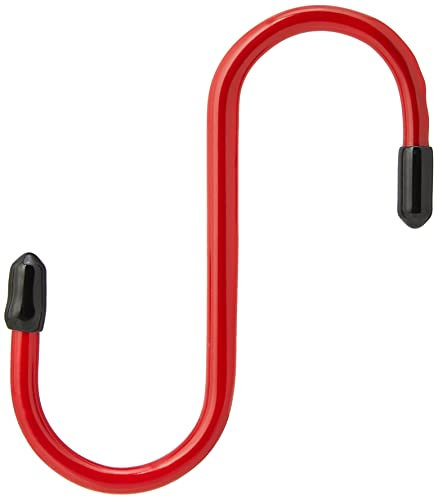 Merriway BH01913 (2 Pcs) Red Plastic Coated Steel Kitchen Storage S-Hook, 100mm (4 inch) - Pack of 2 Pieces