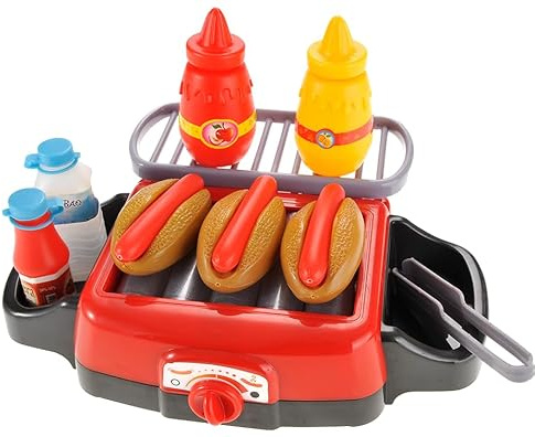 Hot Dog Roller Grill Play Set - Electric Stove Toy with Light & Sound | Pretend Play Kitchen Appliance for Kids | Fun Barbecue Food Toy for Toddlers
