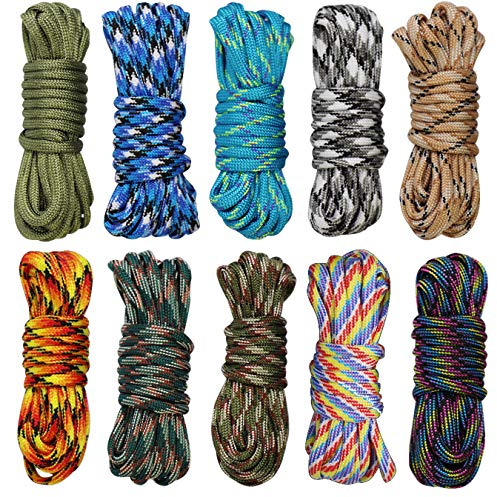 10pcs colorée Multifonction Paracordes pour Parachute Bracelet Garçon et Fille Set de Bracelet Paracord Cordelettes (garçon Couleur)